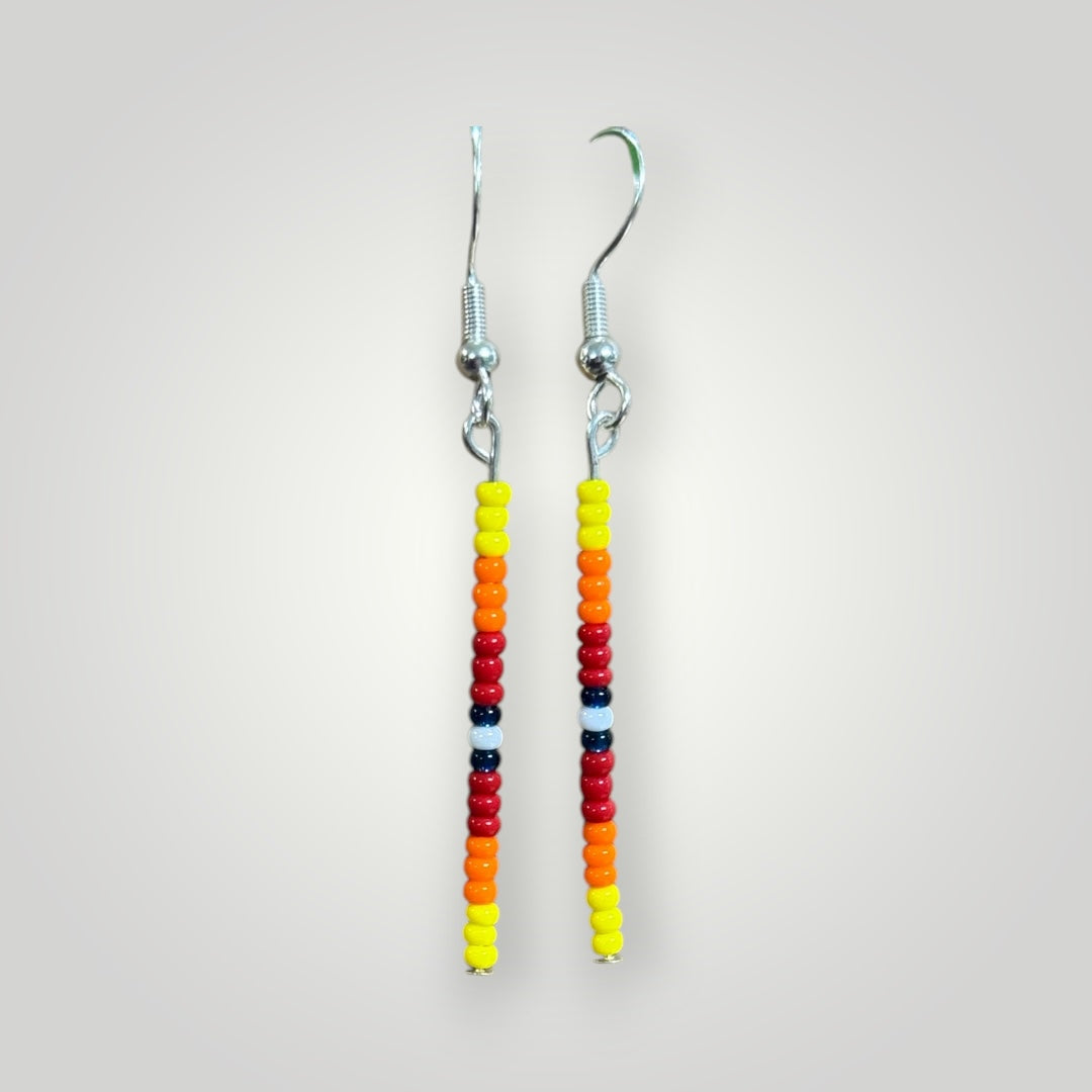 Native American Hand Made Montana Blue Dangle Bead Earrings - Silver Ear Wire