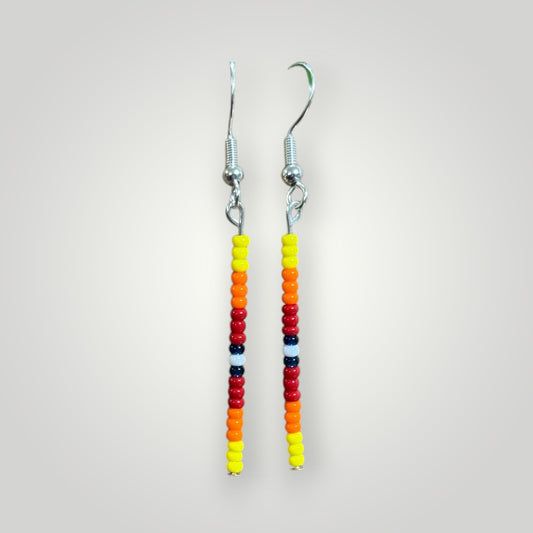 Native American Hand Made Montana Blue Dangle Bead Earrings - Silver Ear Wire