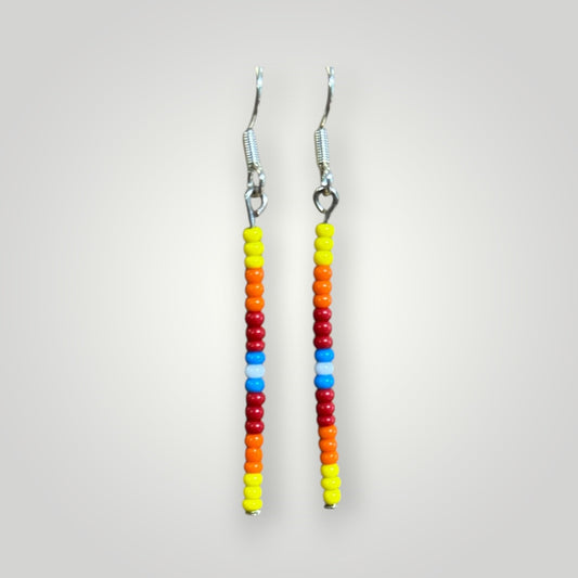 Native American Hand Made Light Blue Dangle Bead Earrings - Silver Ear Wire