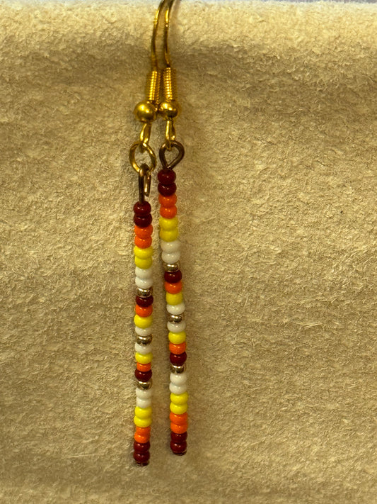 Red Fire Drop Earrings - Gold Ear Wire