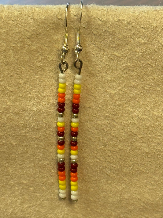 White Fire Drop Earrings - Silver Ear Wire