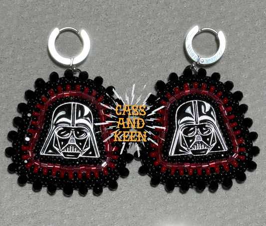 Beaded Darth Vader Earrings - Black - Silver Clasp