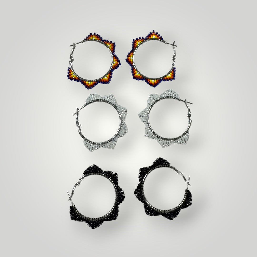 Native American Hand Made Beaded Hoops