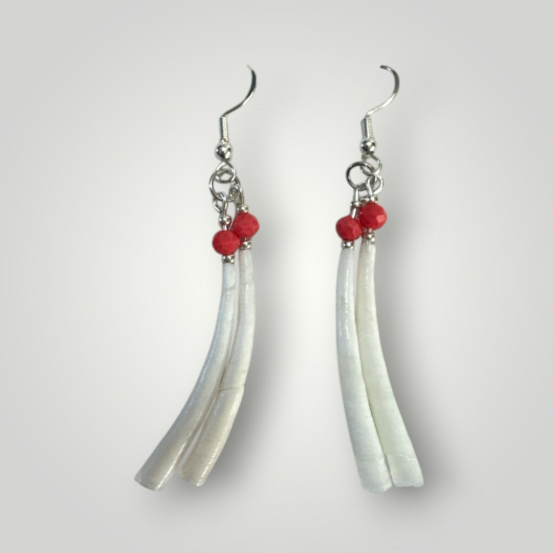 Native American Hand Made Dentalium Dangle Earrings