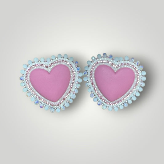 $60 Large Pink Heart earrings with fingernail/lever back